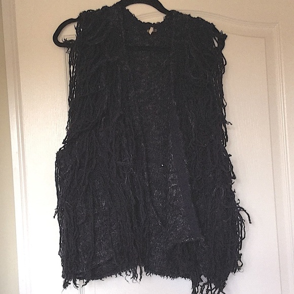 free people RARE a vintage  shag vest s 0 2 blue small - Picture 1 of 3